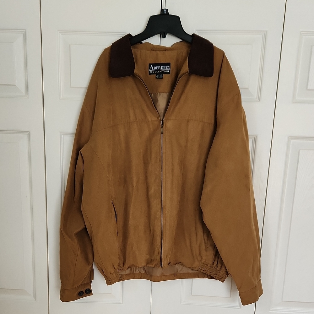 Aberdeen Collection Men's Suede Tan Jacket with Brown Collar